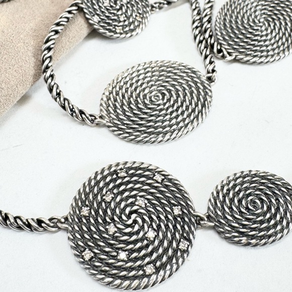 David Yurman Diamond Coil Long Necklace .925 - Picture 2 of 8
